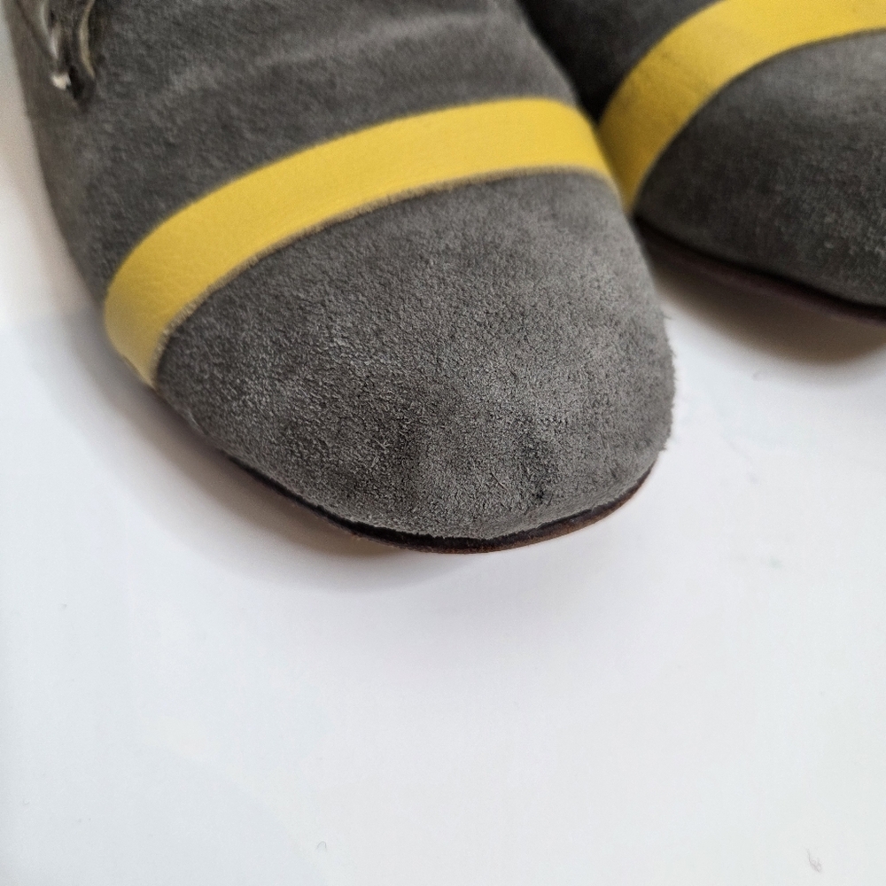 Handmade Grey And Yellow Ankle Boots Size 9 - Picture 4 of 11